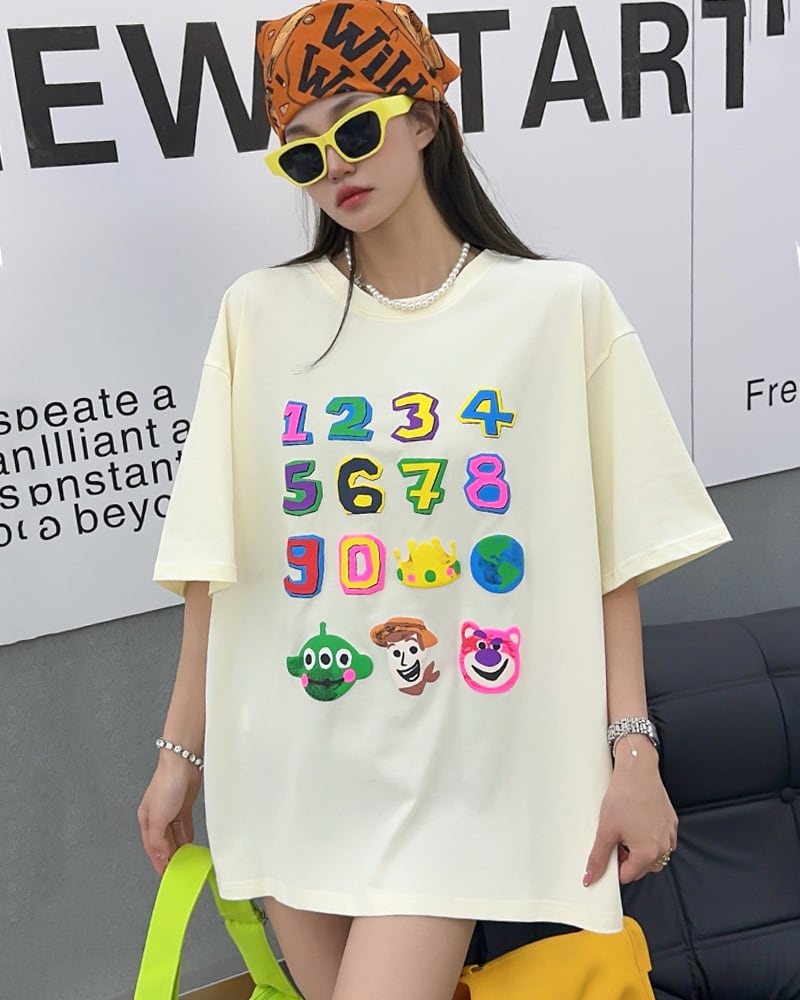 売り切れ必至 個性派 プリント三色 ゆったり 半袖Tシャツ ＜ins-8462＞