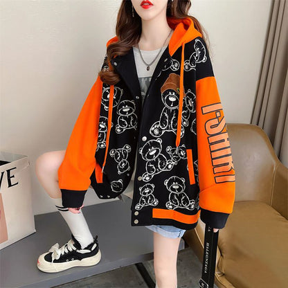 存在感抜群 スウェット トレンドアイテム 切り替え 裏起毛 2色選択 パーカー トップスE-9579