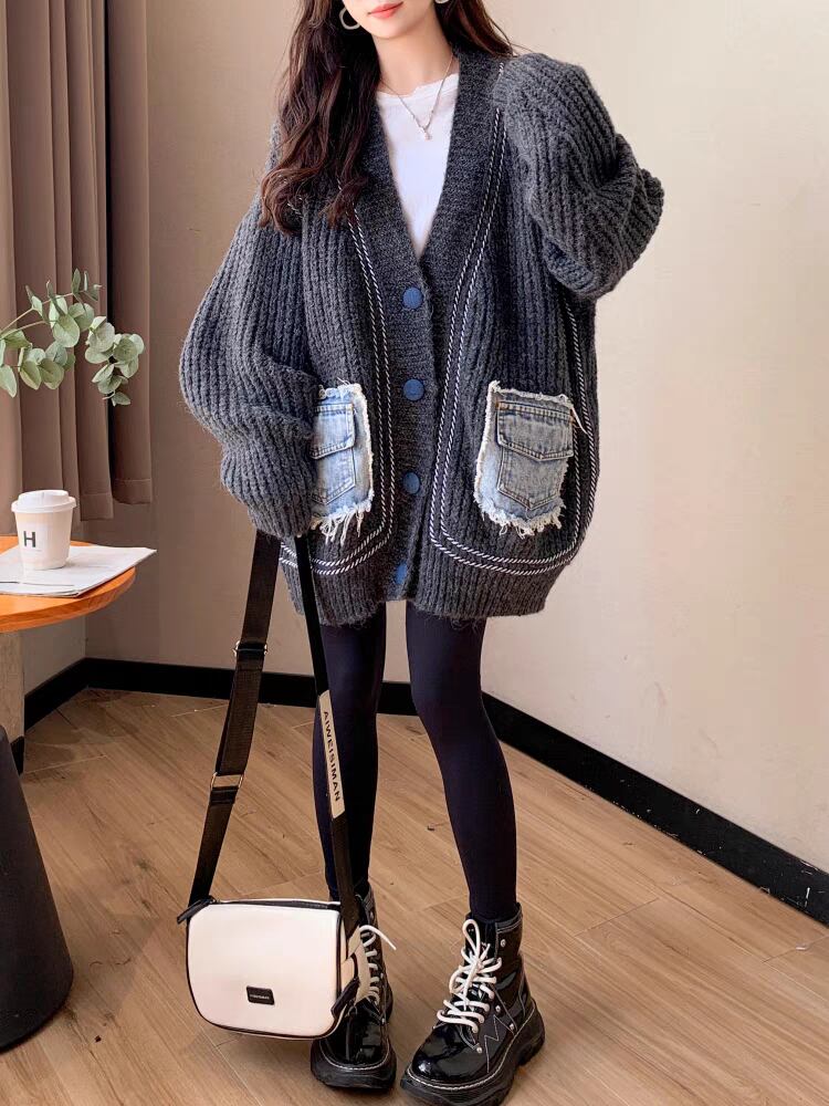 好感度UP 目を奪われる 流行新作 個性的なデザイン 2色選択 ニットトップスE-9721