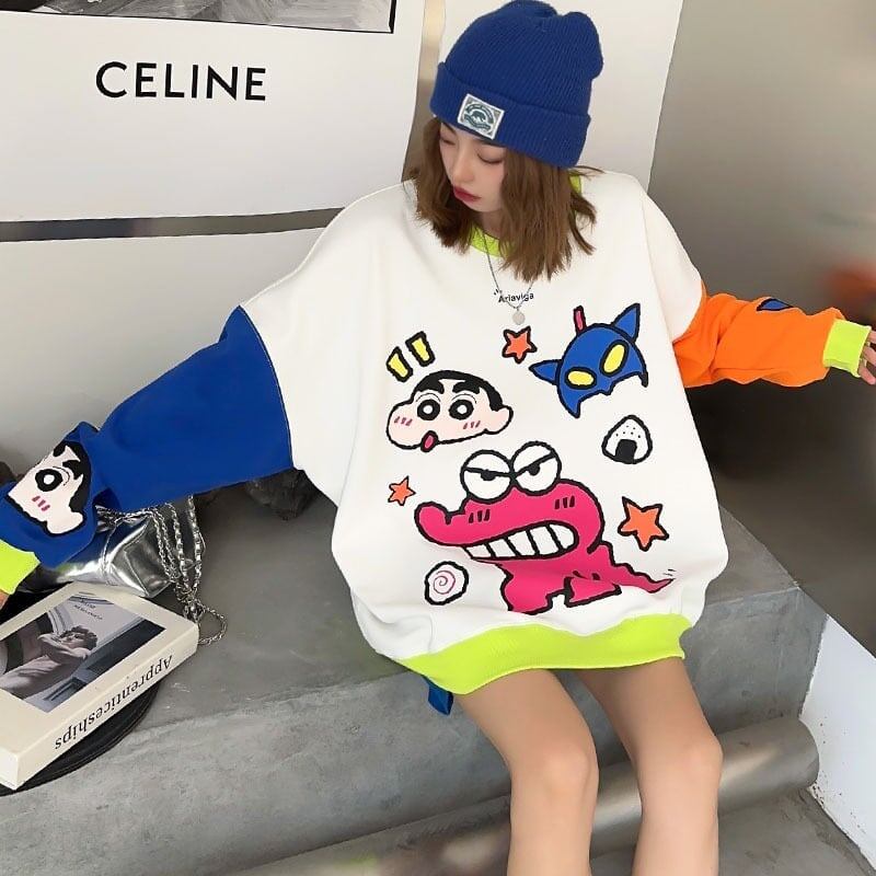 【半額！期間限定！！】主役級  プリントオーバーサイズ カラーマッチングスウェットE-4103