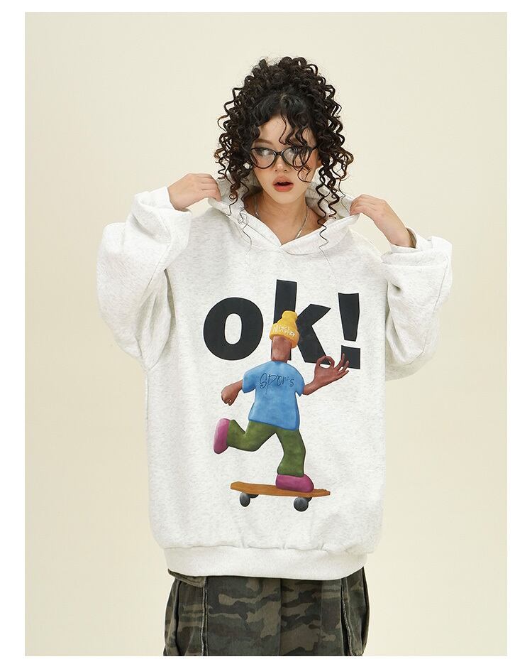 【裏起毛】都市ファッショ デザイン オシャレ ファッション感満々 カジュアル プリント2色選択 パーカーE-10612