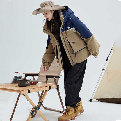 人気上昇中 高見えデザイン スタイルアップ効果抜群 切り替え 2色選択 ダウンジャケット E-9872