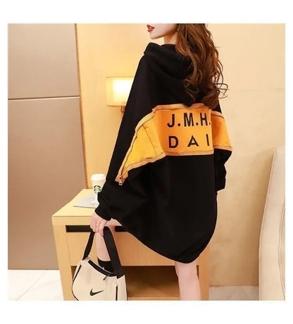 韓国系  着?せ ゆったりパーカー二色ありE-4138