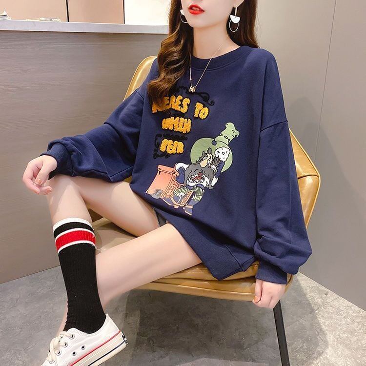 定番シンプル プリント カジュアル 4色選択 スウェットE-10931