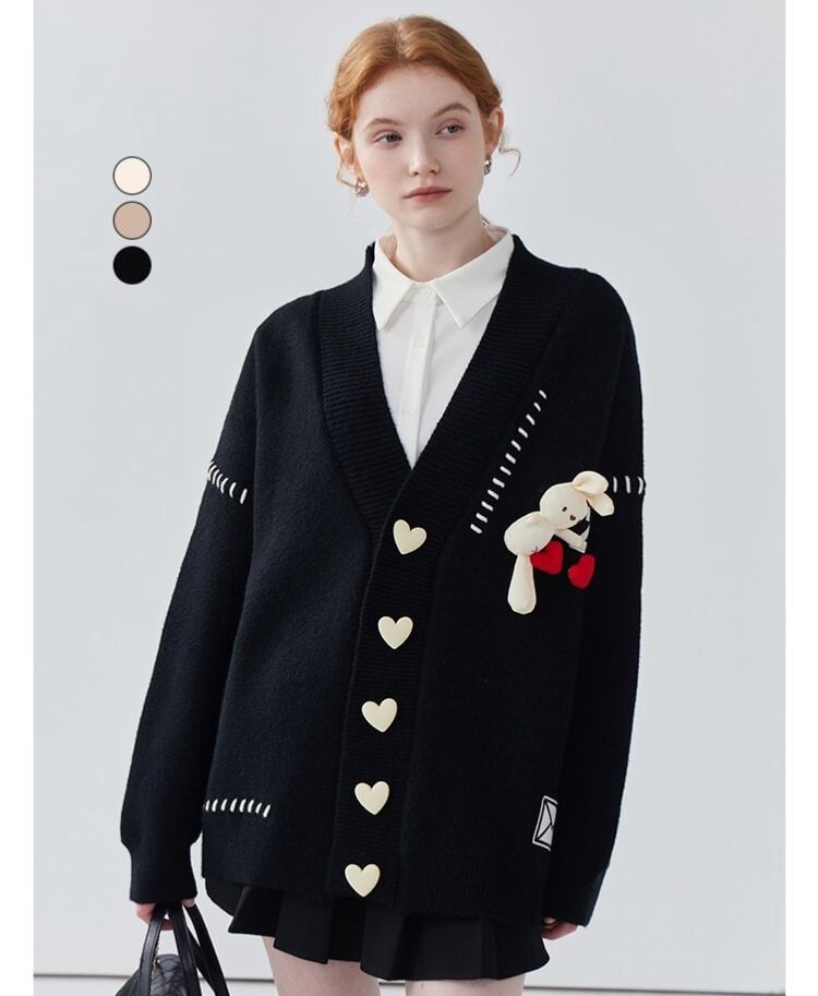 流行新作 デザイン性抜群 目を奪われる Vネック 3色選択 ニットトップスE-9608