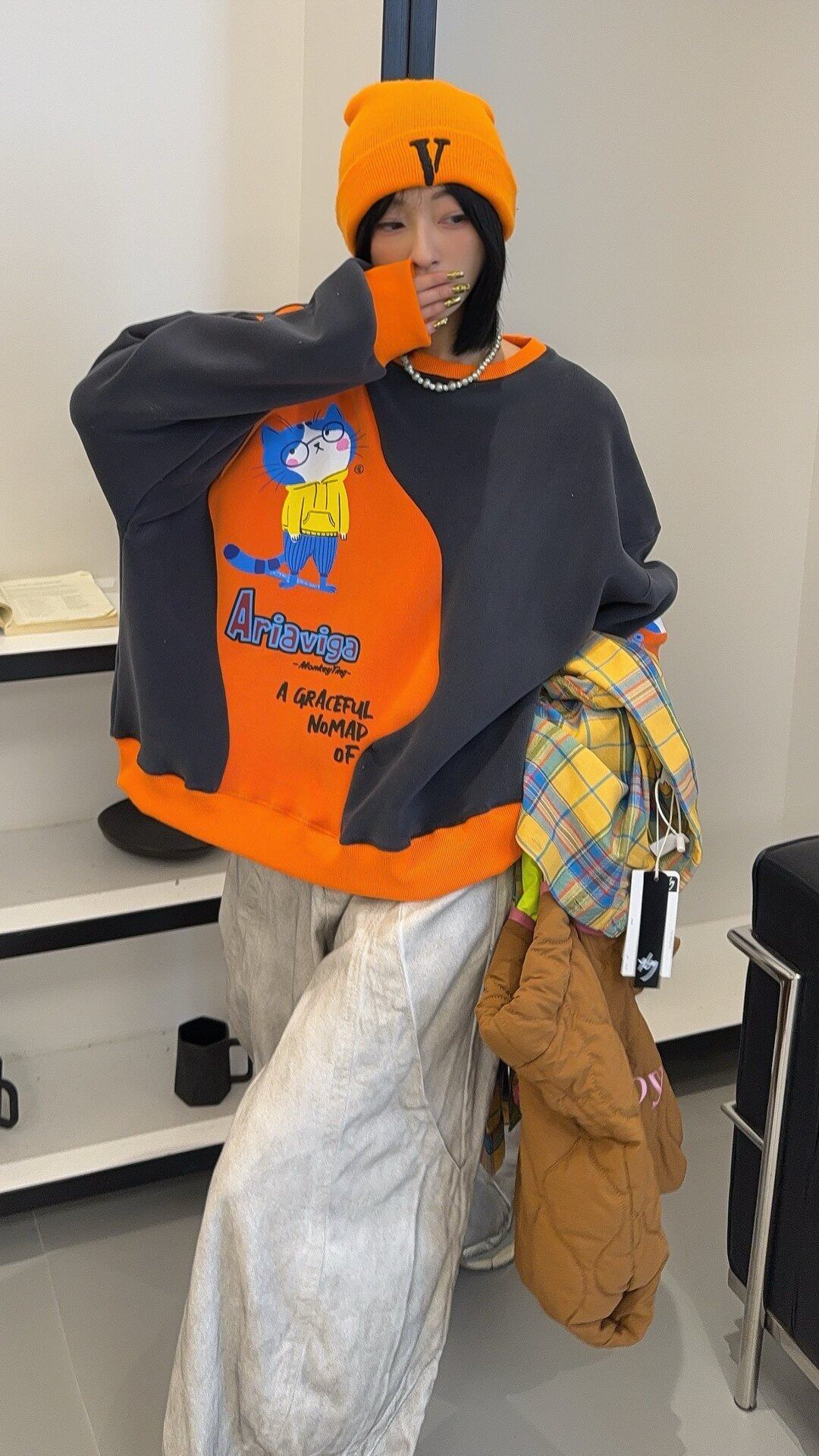 ファッション 柔らかくて優しい印象  カジュアル   3色 スウェット  E-12202