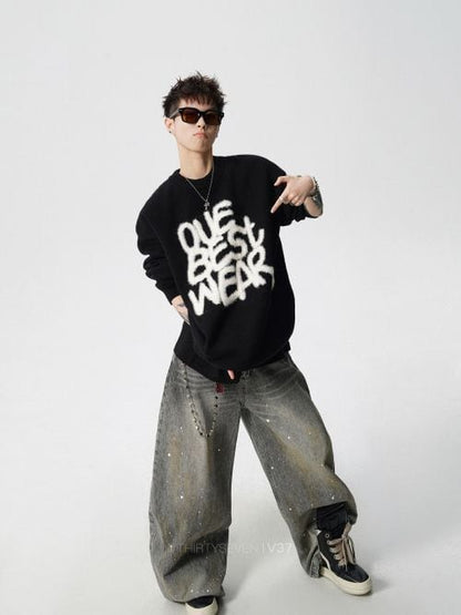 大人可愛い ファッション感満々 切り替え 3色選択 男女兼用 ニットE-12550