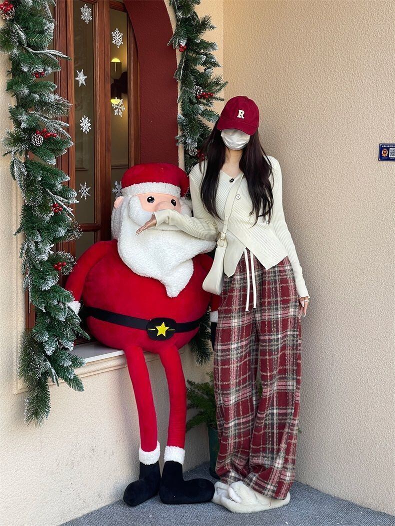 着回し力抜群 チェック柄 おしゃれ度高め 3色選択 ウールワイドレッグパンツ E-9757