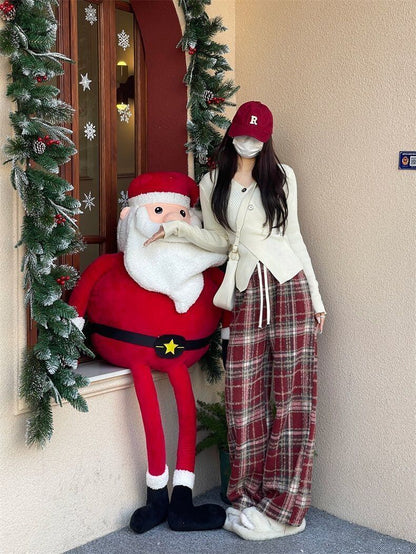 着回し力抜群 チェック柄 おしゃれ度高め 3色選択 ウールワイドレッグパンツ E-9757