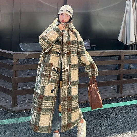 オシャレデザイン プラスベルベット デニム カーディガンE-10305