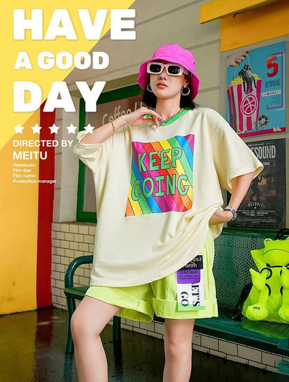 話題沸騰中 都市ファッショ オシャレ デザイン  ゆったり プリント 半袖TシャツiEf-9171