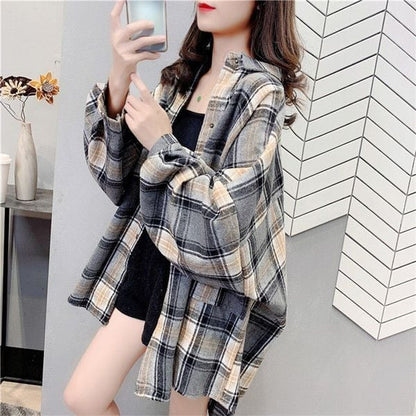 売り切れ必至 カジュアル 柔らかくて優しい印象 チェック柄 3色選択 シャツ E-9689