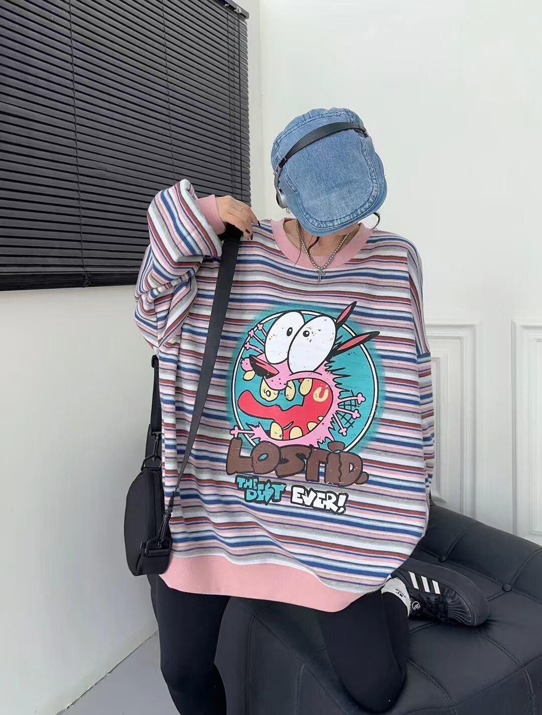 【裹起毛】オシャレデザイン  Eweet系可愛い スウェットE-10564