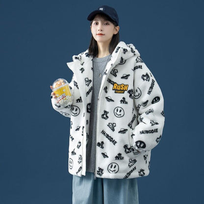 超人気 シンプル 海外トレンド ラムウールコート Etand ネック/フード付き E-5633