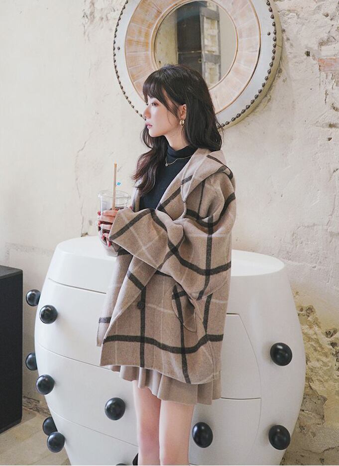 存在感抜群 エレガント トレンドアイテム チェック柄 気質アップ 切り替え トップスE-9691