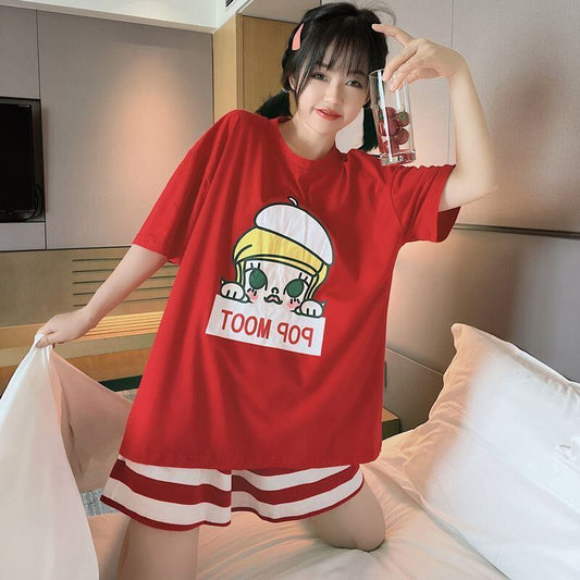 夏に嬉しい機能付き パジャマ 真夏も快適 全2色 半袖トップスⅹショートパンツセットE-9183