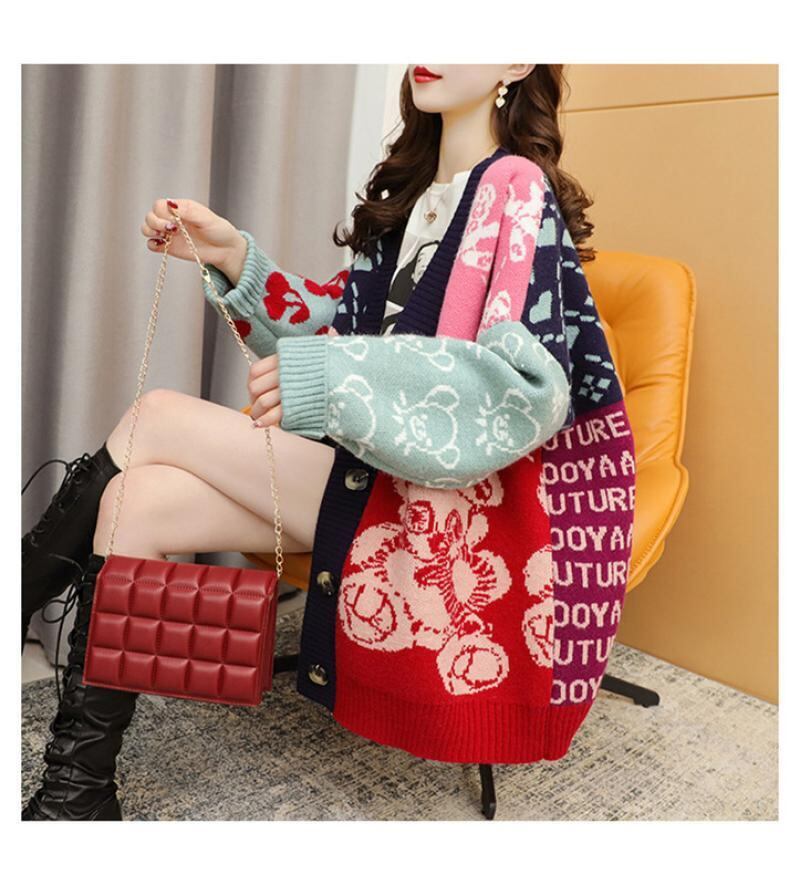 ルーズレイジースタイル漫画セーターカーディガントE-5021