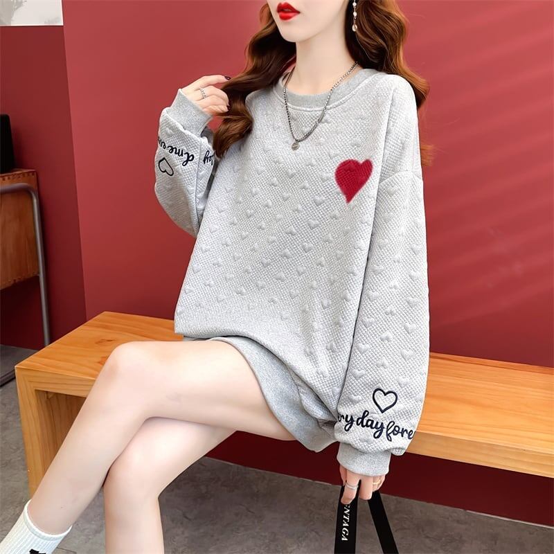 定番シンプル アルファベット刺 ハートマーク 三色 スウェットE-3996