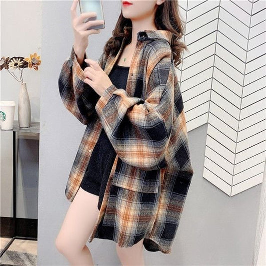 売り切れ必至 カジュアル 柔らかくて優しい印象 チェック柄 3色選択 シャツ E-9689