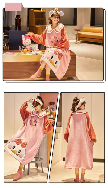 柔らかな肌触りで着心地も楽ちん！コーラルベルベットパジャマ女性冬プラスベルベットと厚みのある  4種選択 パジャマE-9750