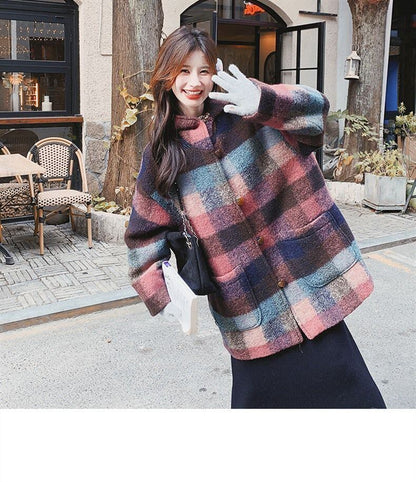 柔らかくて優しい印象 ラムフリース カジュアル コート ボアジャケットE-10140