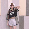 好感度UP アバンギャルド レイヤード風 プリントTシャツ ゆったり半袖＜ins-8156＞
