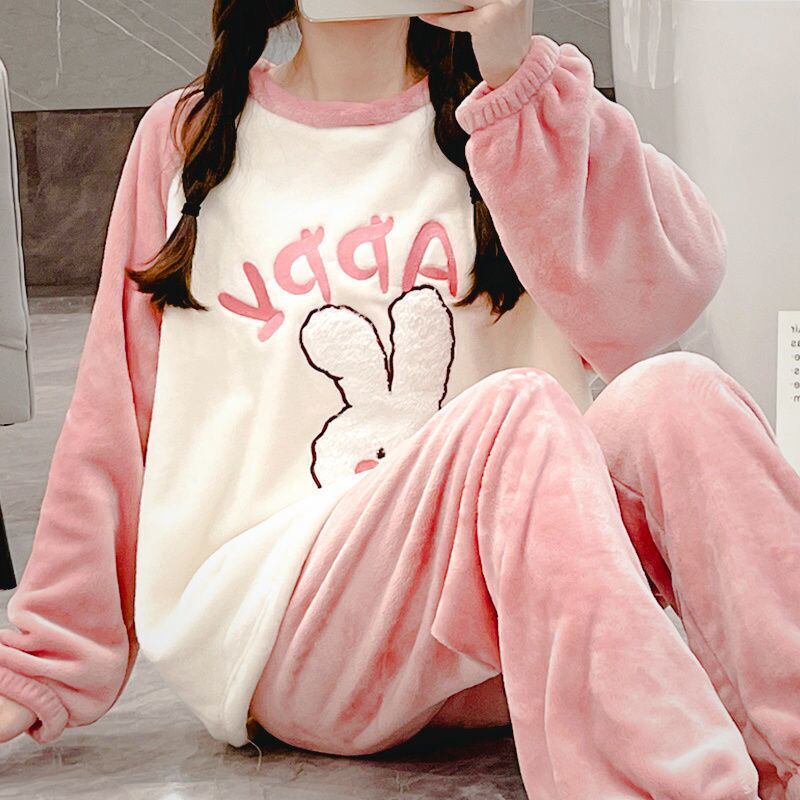 新商品 デザイン性抜群 大人可愛い 着心地良い 4種選択 コーラルベルベットパジャマ トップス+パンツセット E-9765