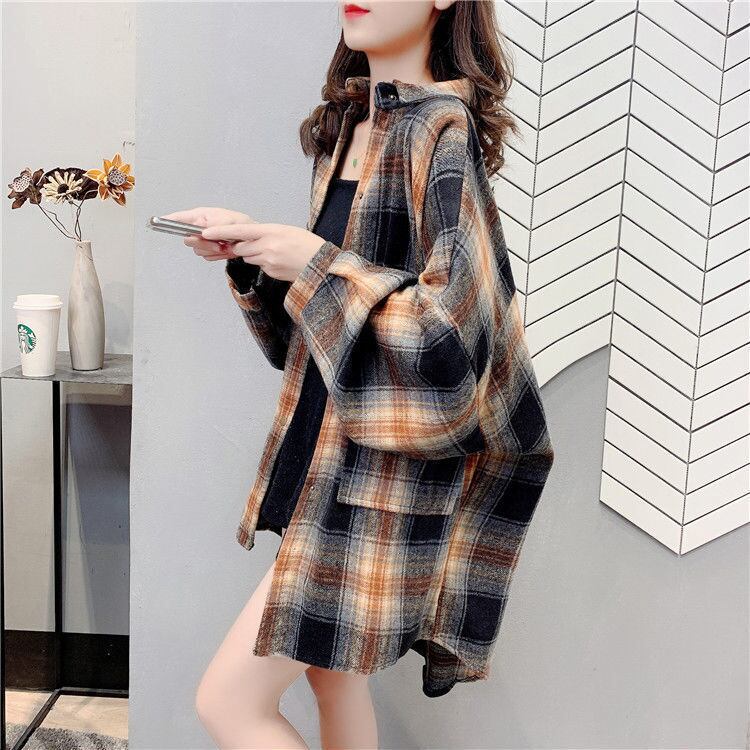 売り切れ必至 カジュアル 柔らかくて優しい印象 チェック柄 3色選択 シャツ E-9689