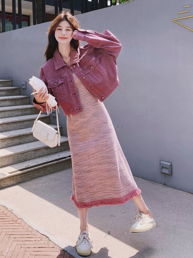 好感度UP カジュアル 女子マスト 定番シンプル 長袖ジャケット＋スカート セットアップE-10789