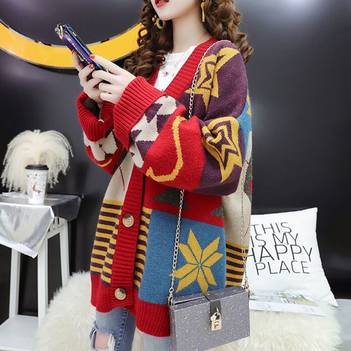 【半額！期間限定！！】好感度UP   ゆったりとした怠惰なセーターコートE-5174