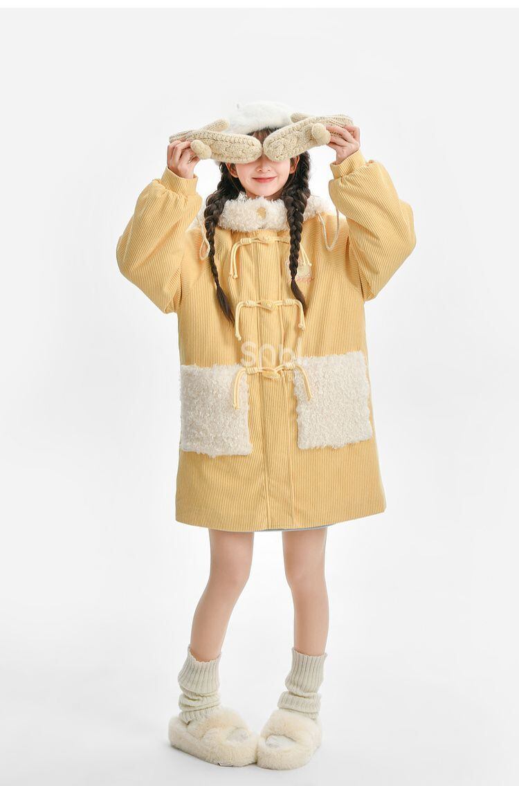 話題沸騰中 スウィート 主役級の存在感！大人可愛い 切り替え ミドル丈のコットンコート E-9846