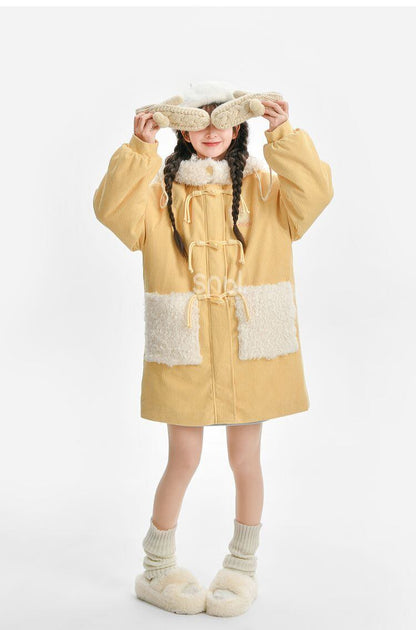 話題沸騰中 スウィート 主役級の存在感！大人可愛い 切り替え ミドル丈のコットンコート E-9846