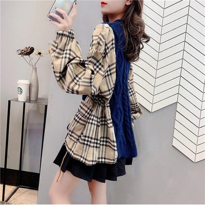 トップス ニット レディースチェック柄 3色 E-3835