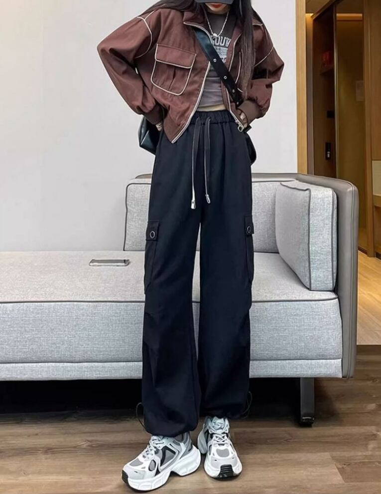 好感度UP プラスベルベット 柔らかな肌触りで着心地も楽ちん！ 5色選択 ルーズストレートカジュアルパンツ E-6825