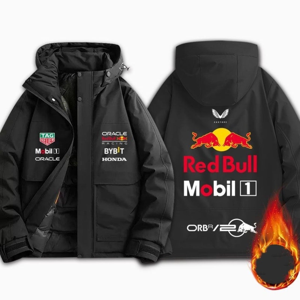 カジュアル  防寒  撥水加工 バックビッグロゴ 男女兼用 3色展開 フード付き中綿ジャケット E-12887