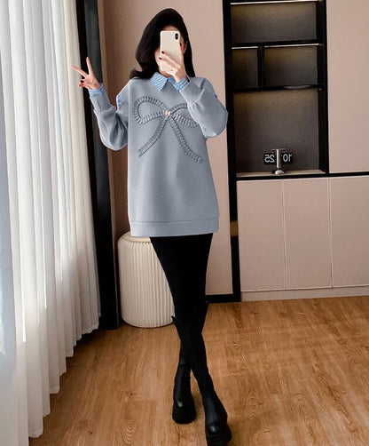 好感度UP レイヤード風 柔らかくて優しい印象 切り替え プラスベルベット 全3色 スウェットE-9809