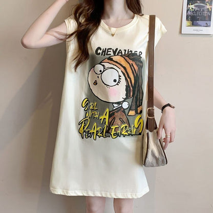 真夏も快適 着心地良い ファッション感満々 プリント全4色 ノースリーブ Tシャツ カットソーE-9161