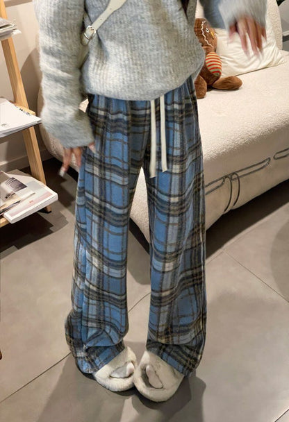 着回し力抜群 チェック柄 おしゃれ度高め 3色選択 ウールワイドレッグパンツ E-9757