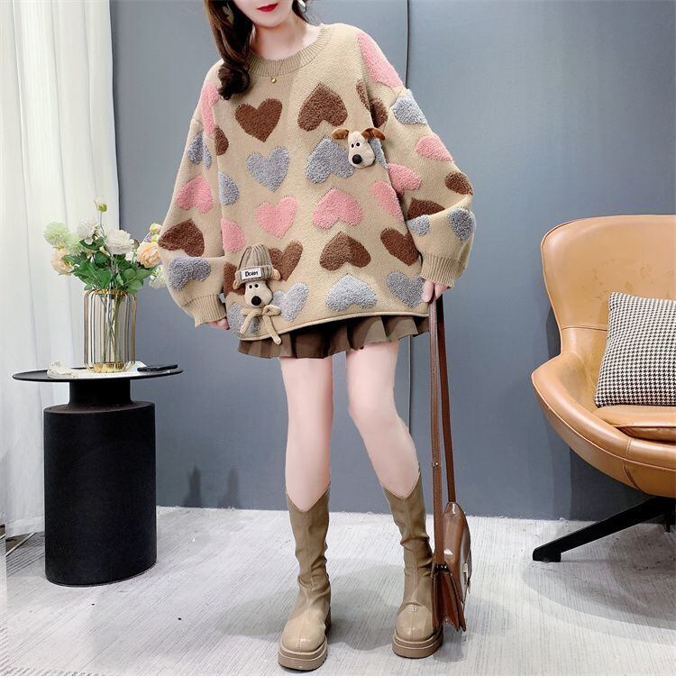 着回し力抜群 スタイルアップ 大人可愛い カジュアル 2色選択ニットトップスE-10582