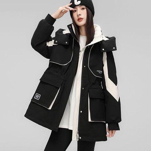 ファッション 4色選択 スタイルアップ フード付きジッパーコート E-10012