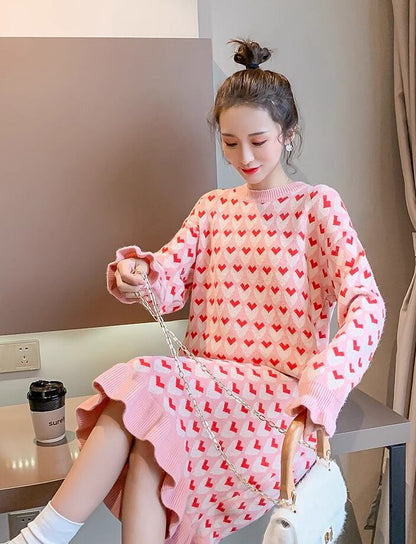 流行新作 美人度アップ 目を奪われる 2色選択可 ニットワンピース E-9509