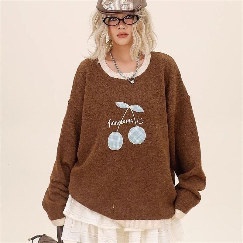 【裏起毛】存在感抜群 切り替え トレンドアイテムEweet系可愛い 2色選択 ニットトップスE-10702