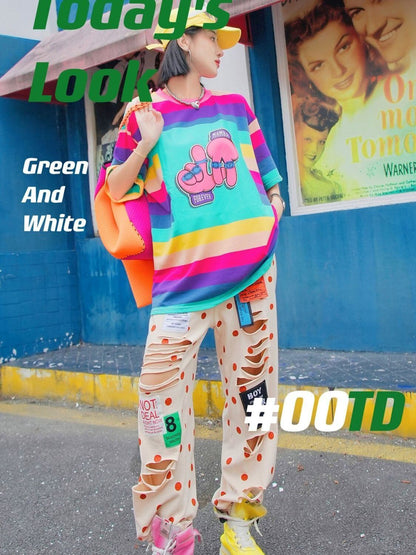 大活躍 ファッション 超人気 個性派 ルーズ 半袖シャツE-6758