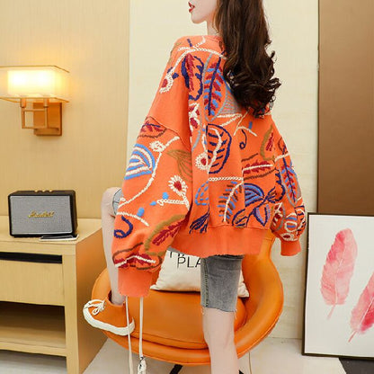 質感のいい刺?スウェット五色ありトップスE-4153