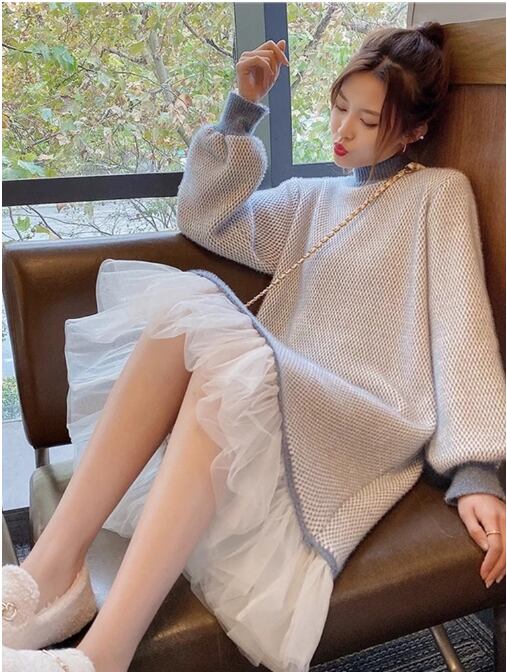 大人可愛いスウィートニットワンピース全2色E-4314