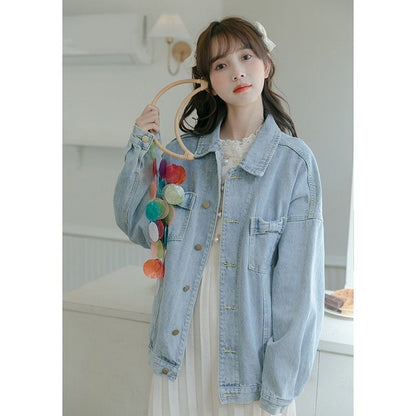 今季マストバイ ファッション ルーズ デニムジャケット<ins-6545>