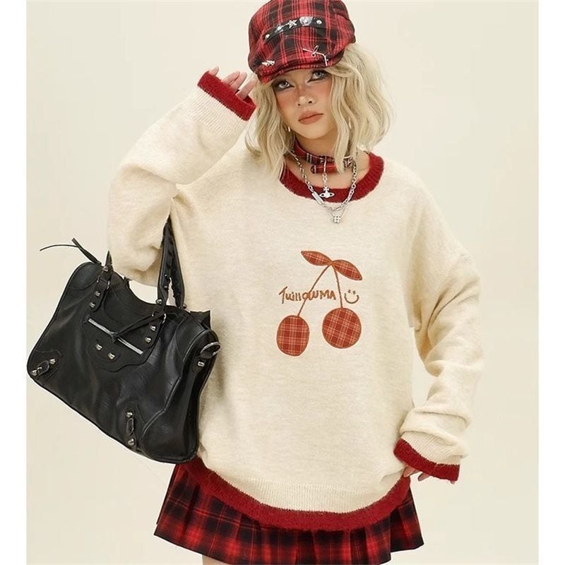 【裏起毛】存在感抜群 切り替え トレンドアイテムEweet系可愛い 2色選択 ニットトップスE-10702