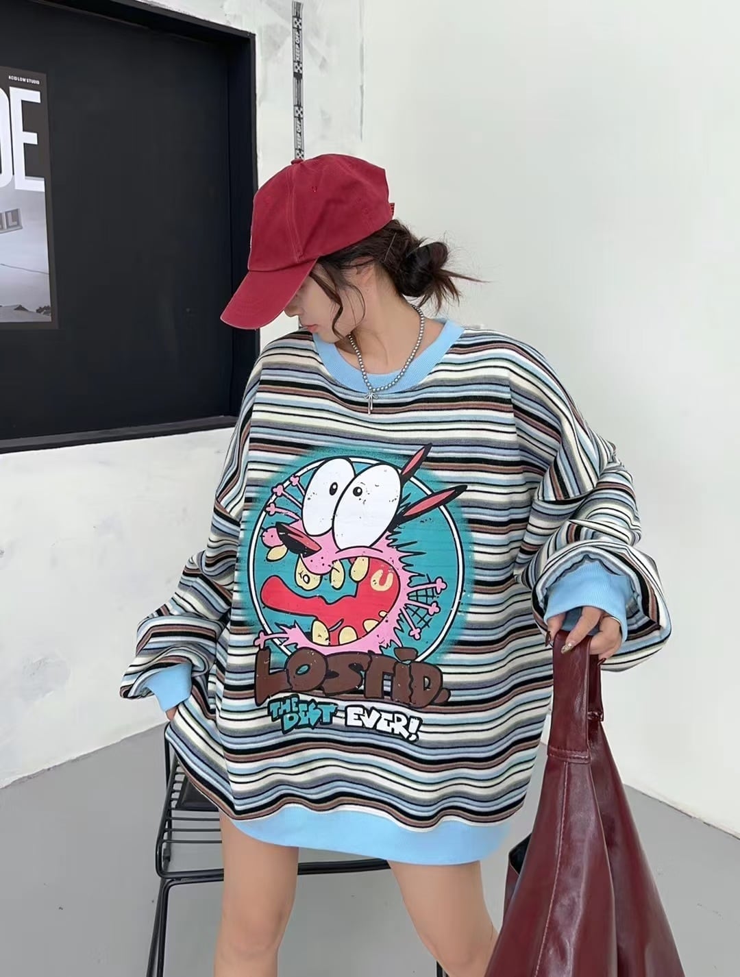 【裹起毛】オシャレデザイン  Eweet系可愛い スウェットE-10564