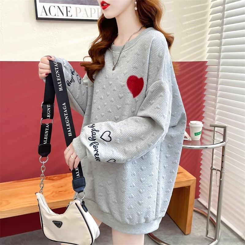 定番シンプル アルファベット刺 ハートマーク 三色 スウェットE-3996