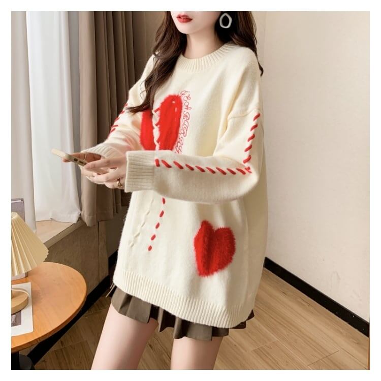 超人気  厚手 ゆったりニットセーターE-6057